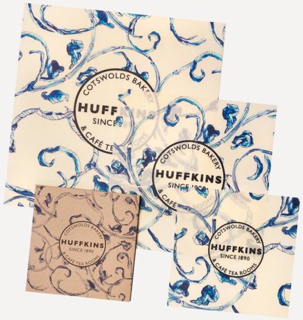 Huffkins bakery's own-design beeswax wraps, made by SuperBee