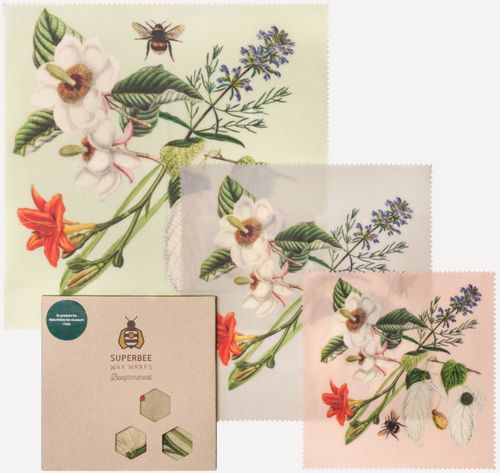 A museum shop's own-brand beeswax wraps, made by SuperBee — the Natural History Museum, Oslo