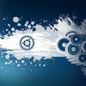 The Ubuntu circle-of-friends mark on a blue splash