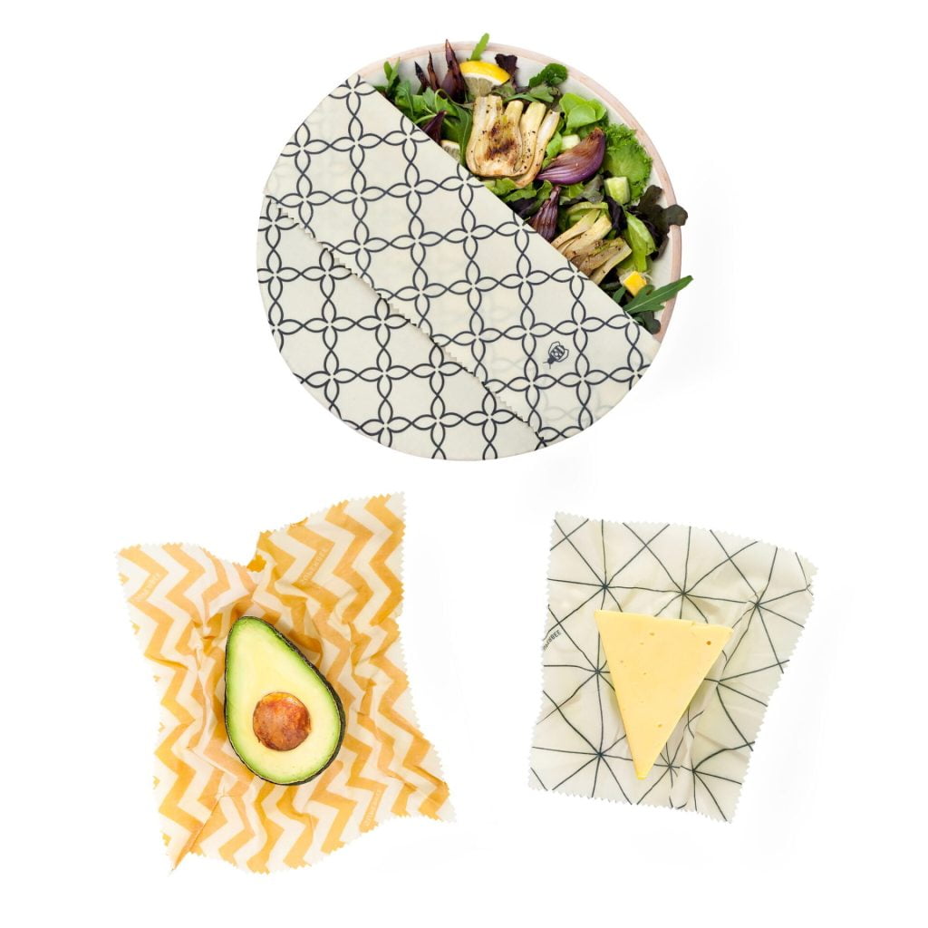 Beeswax Wraps in use with 3 Bowls