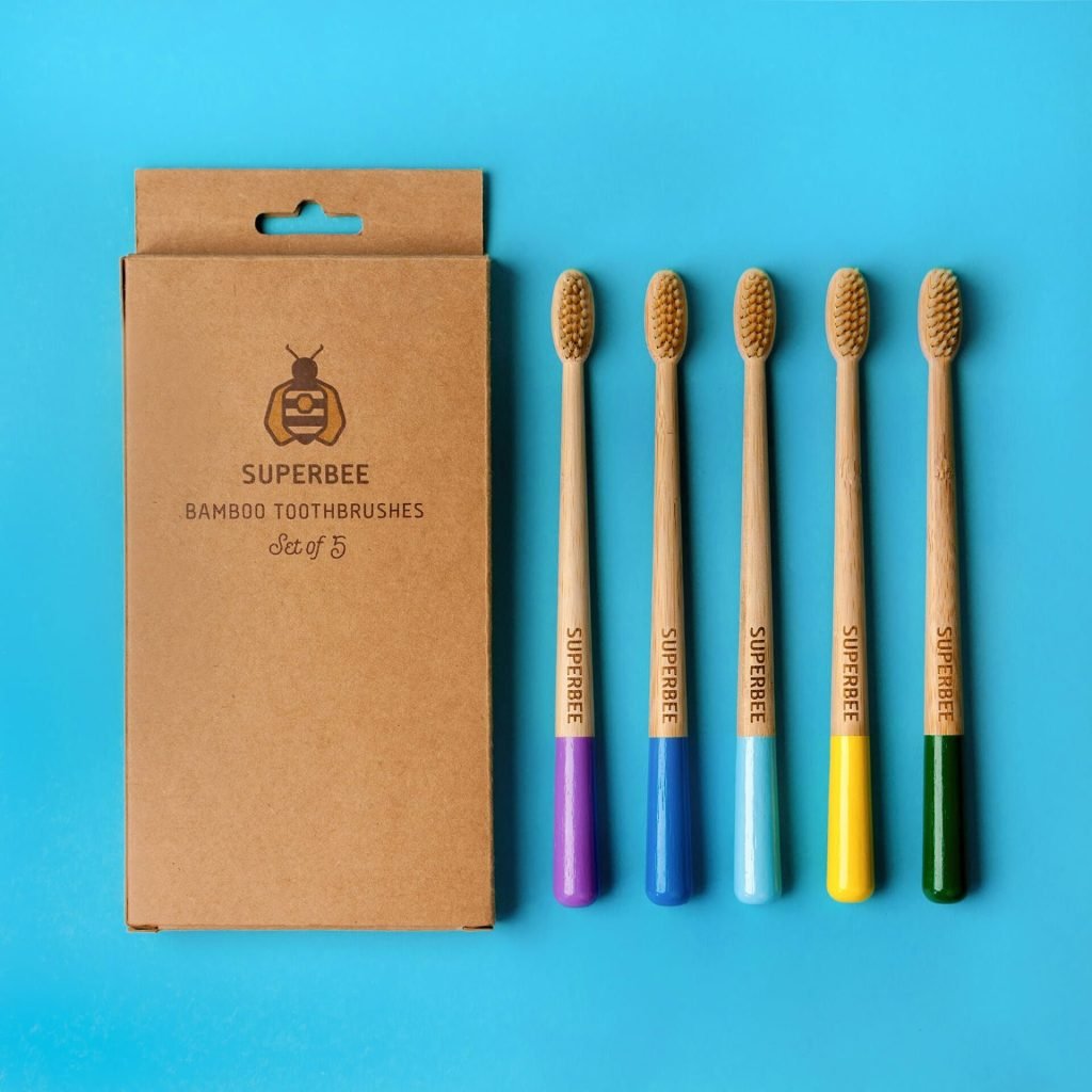 Set of 5 biodegradable bamboo toothbrushes