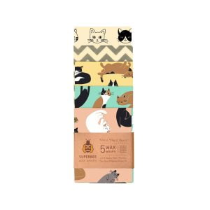essentials beeswax wraps pack of 5 - cats