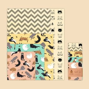 essentials beeswax wraps pack of 5 - cats